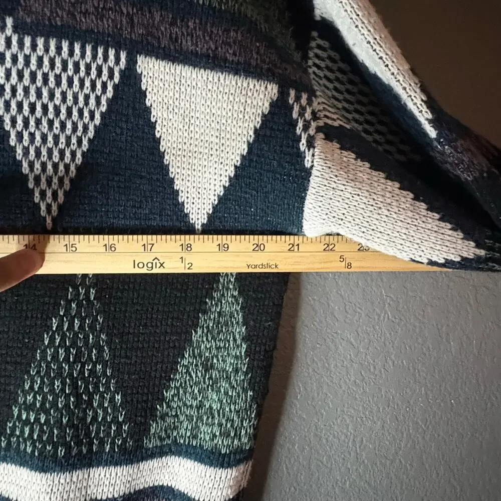 Vintage 90s Michael Gerald Knit Sweater Mens M  Green Geometric Grandpa Retro